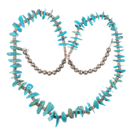 Vintage Sterling silver, turquoise/shell Native American Heishi necklace - Estate Fresh Austin