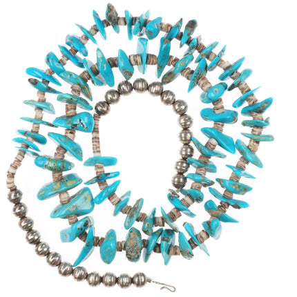 Vintage Sterling silver, turquoise/shell Native American Heishi necklace - Estate Fresh Austin