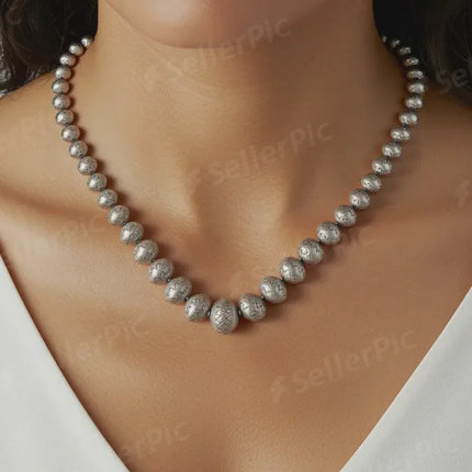 Amazing Vintage Hand Stamped Navajo pearl beaded necklace - Estate Fresh Austin