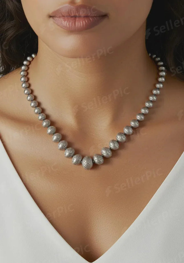 Amazing Vintage Hand Stamped Navajo pearl beaded necklace - Estate Fresh Austin