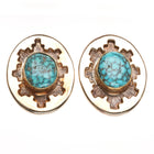 Dina Huntinghorse 14k/sterling Morenci spiderweb turquoise earrings - Estate Fresh Austin