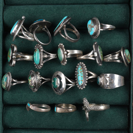 Sz4.5-9 vintage Collection sterling silver Turquoise Navajo, Zuni rings - Estate Fresh Austin