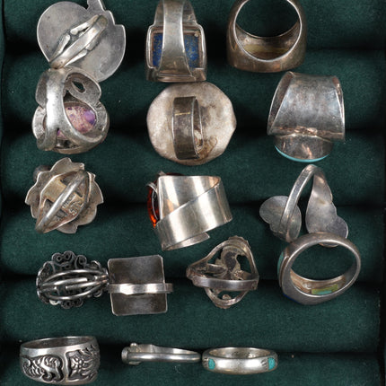 Sz5-10 vintage Collection sterling silver multi-stone modernist rings - Estate Fresh Austin