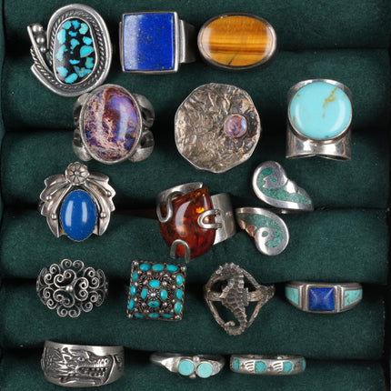 Sz5-10 vintage Collection sterling silver multi-stone modernist rings - Estate Fresh Austin