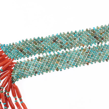 Jimmy Calabaza "Ca-Win" Santo Domingo Coral, turquoise sterling beaded necklace - Estate Fresh Austin