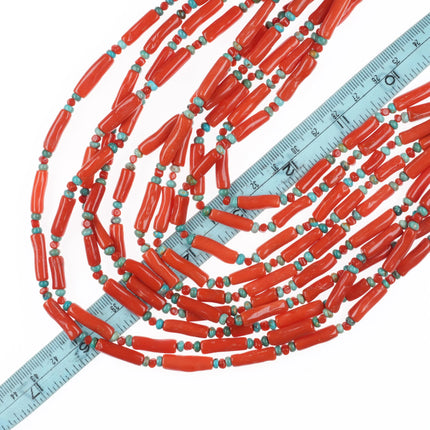 Jimmy Calabaza "Ca-Win" Santo Domingo Coral, turquoise sterling beaded necklace - Estate Fresh Austin