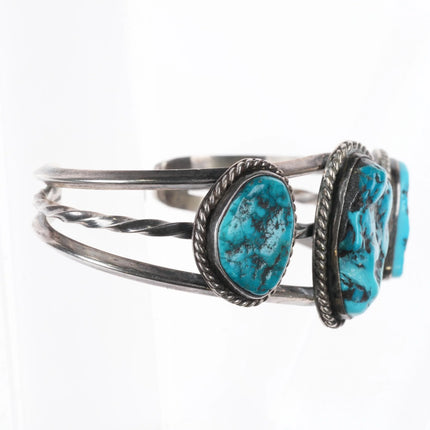 6.35" Vintage Navajo 3 stone Kingman Turquoise sterling silver cuff bracelet - Estate Fresh Austin