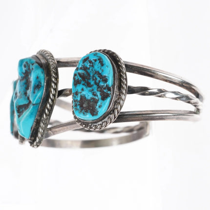 6.35" Vintage Navajo 3 stone Kingman Turquoise sterling silver cuff bracelet - Estate Fresh Austin