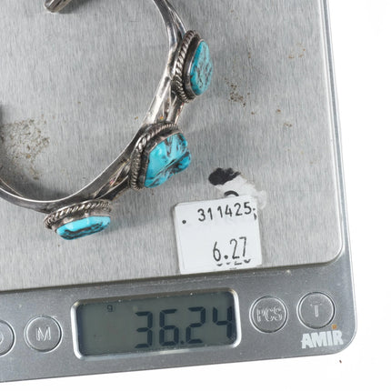 6.35" Vintage Navajo 3 stone Kingman Turquoise sterling silver cuff bracelet - Estate Fresh Austin