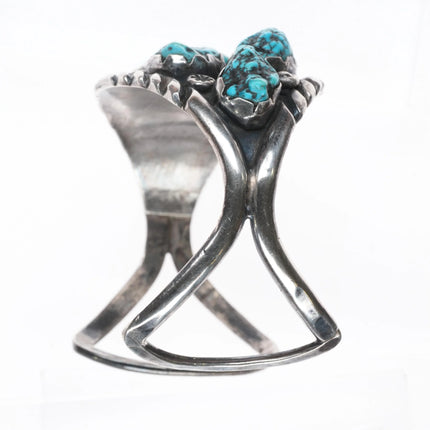 6.5" Vintage 70's-80's Andre's Navajo sterling silver turquoise cuff bracelet - Estate Fresh Austin