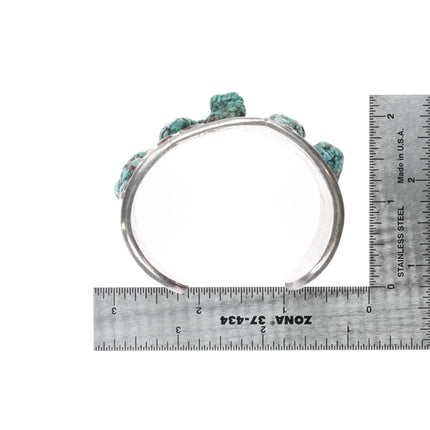6.25" Vintage 70's Navajo sterling silver turquoise nugget wide cuff bracelet - Estate Fresh Austin