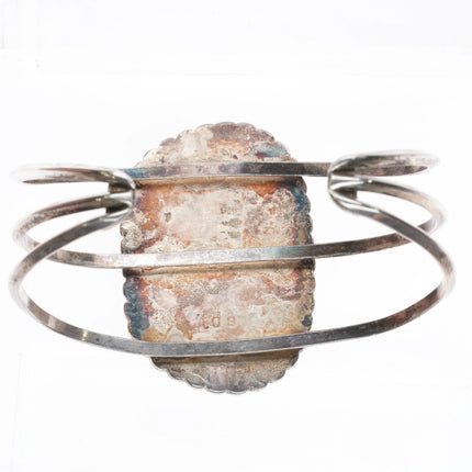 6.75" TDS Vintage southwest sterling silver single stone turquoise cuff bracelet - Estate Fresh Austin