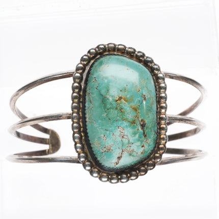 6.75" TDS Vintage southwest sterling silver single stone turquoise cuff bracelet - Estate Fresh Austin