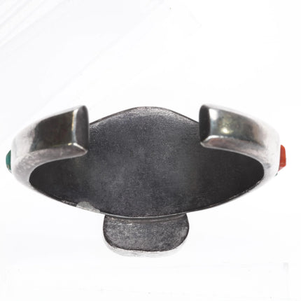 6.75" 1960's Native American sterling silver cobblestone cuff bracelet turquoise - Estate Fresh Austin