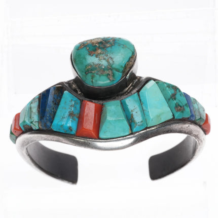 6.75" 1960's Native American sterling silver cobblestone cuff bracelet turquoise - Estate Fresh Austin