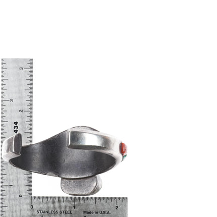 6.75" 1960's Native American sterling silver cobblestone cuff bracelet turquoise - Estate Fresh Austin