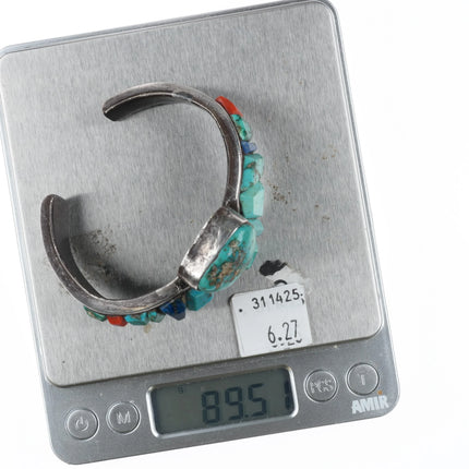 6.75" 1960's Native American sterling silver cobblestone cuff bracelet turquoise - Estate Fresh Austin