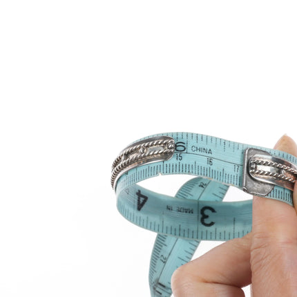 6.7" DL Chavez Zuni sterling silver malachite channel inlay cuff bracelet - Estate Fresh Austin