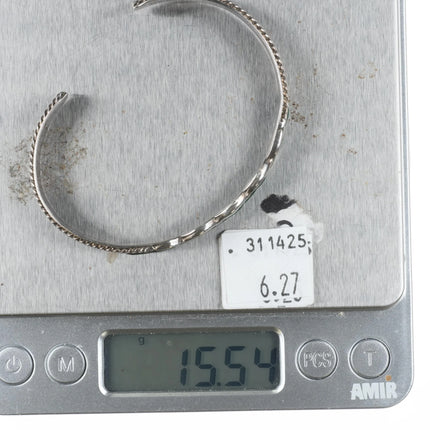 6.7" DL Chavez Zuni sterling silver malachite channel inlay cuff bracelet - Estate Fresh Austin