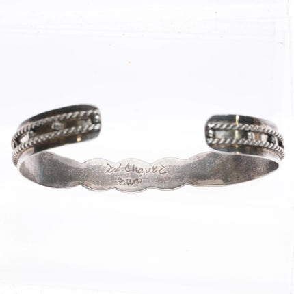 6.7" DL Chavez Zuni sterling silver malachite channel inlay cuff bracelet - Estate Fresh Austin