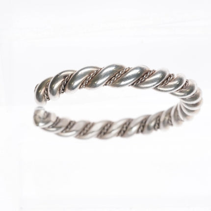 7" Heavy Vintage Navajo sterling silver twisted wire cuff bracelet - Estate Fresh Austin