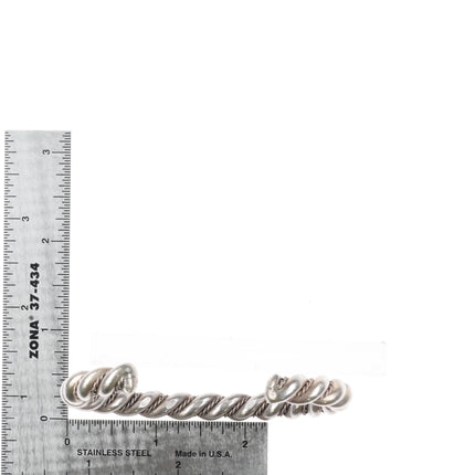 7" Heavy Vintage Navajo sterling silver twisted wire cuff bracelet - Estate Fresh Austin