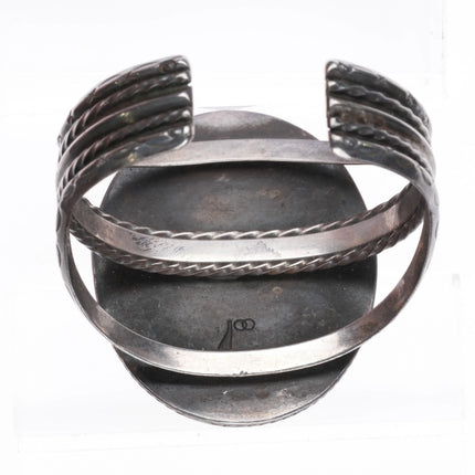 6.5" Vintage Navajo sterling silver twisted wire picture jasper cuff bracelet - Estate Fresh Austin