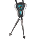 60's-70's LeRoy Benally Navajo Modernist Sterling silver turquoise bolo tie - Estate Fresh Austin