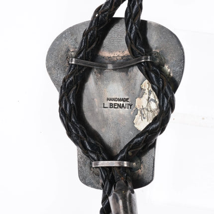 60's-70's LeRoy Benally Navajo Modernist Sterling silver turquoise bolo tie - Estate Fresh Austin