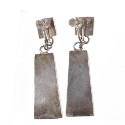 40's-50's Zuni Turquoise cobblestone inlay sterling silver screw back earrings - Estate Fresh Austin