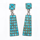 40's-50's Zuni Turquoise cobblestone inlay sterling silver screw back earrings - Estate Fresh Austin