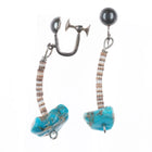 Vintage Santo Domingo style sterling silver heishi shell/turquoise screw earring - Estate Fresh Austin