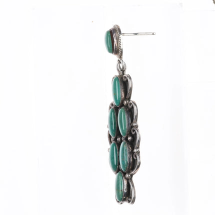 Wayne Etsitty Navajo sterling silver turquoise cluster dangle earrings - Estate Fresh Austin