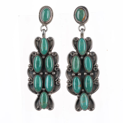 Wayne Etsitty Navajo sterling silver turquoise cluster dangle earrings - Estate Fresh Austin