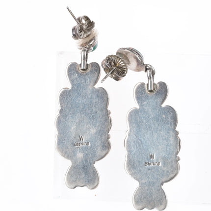 Wayne Etsitty Navajo sterling silver turquoise cluster dangle earrings - Estate Fresh Austin