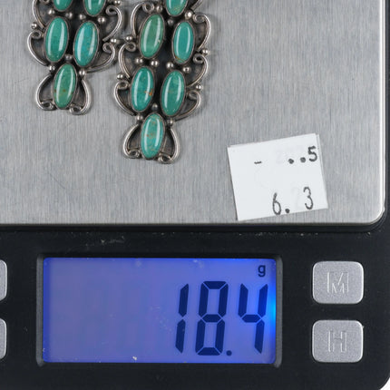 Wayne Etsitty Navajo sterling silver turquoise cluster dangle earrings - Estate Fresh Austin