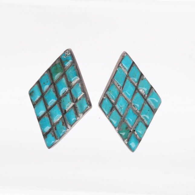40's-50's Zuni Cobblestone turquoise sterling silver stud earrings - Estate Fresh Austin