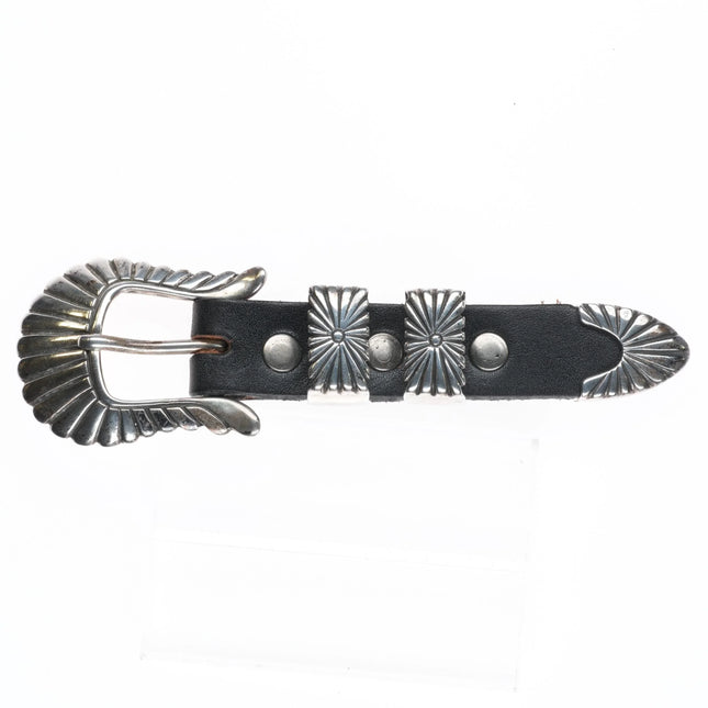 Vintage Navajo southwestern sterling silver ranger belt buckle set 3/4"