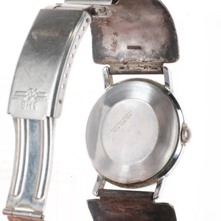 7" Navajo Hand Stamped sterling silver turquoise watch tips w/Timex windup