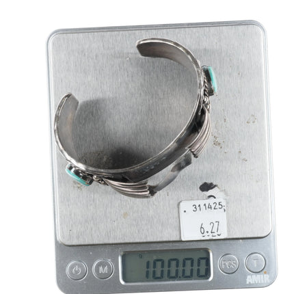 7" Navajo Vintage NOS Navajo sterling silver and turquoise watch cuff bracelet