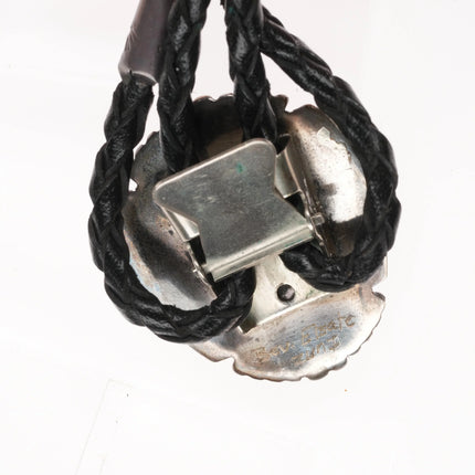 Vintage Bev Etsate Zuni sterling silver raised intarsia inlay kachina bolo tie