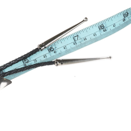 Vintage Southwestern modernist sterling silver chrysocolla abstract bolo tie