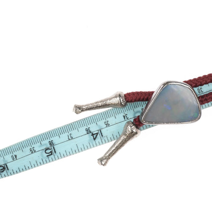 Vintage Southwestern modernist sterling silver Opal abstract bolo tie