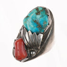 sz10.5 Huge Zuni Simplicio family sterling silver, turquoise, coral ring