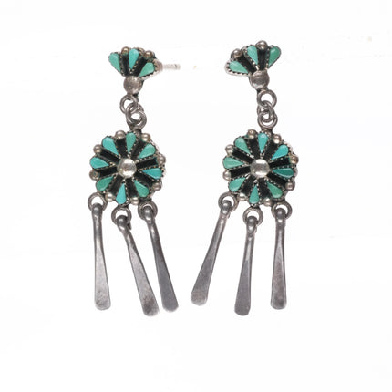 Vintage Yatsattie Zuni petit point turquoise sterling silver dangle earrings - Estate Fresh Austin