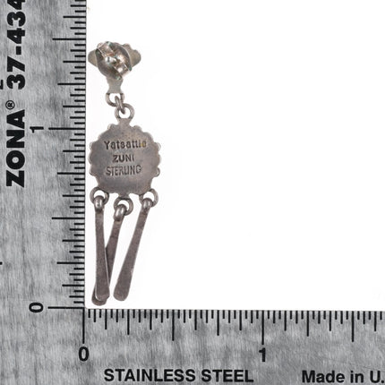 Vintage Yatsattie Zuni petit point turquoise sterling silver dangle earrings - Estate Fresh Austin