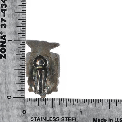 c1950's Zuni Sterling silver thunderbird channel inlay turquoise clip-on earring - Estate Fresh Austin
