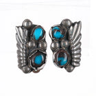 c1950's Bisbee Turquoise Zuni sterling silver clip-on earrings - Estate Fresh Austin