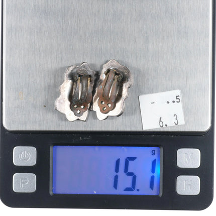 c1950's Bisbee Turquoise Zuni sterling silver clip-on earrings - Estate Fresh Austin