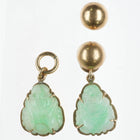 Vintage Chinese 14k gold Jade carved buddha charms/earrings/pendants pair - Estate Fresh Austin